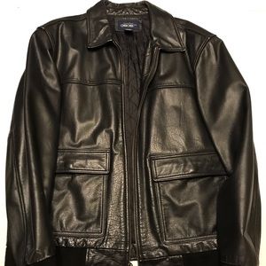 Black Leather bomber jacket.